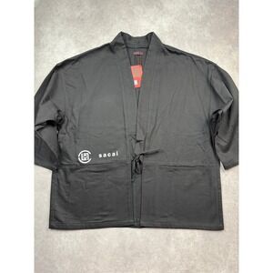 NWT Clot x Sacai Kimono Jacket Black Cotton Twill Wrap Men L/XL Japan Streetwear